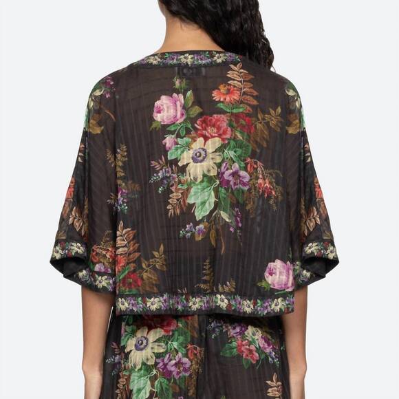 NEW SEA viktoria print tie front top in multi